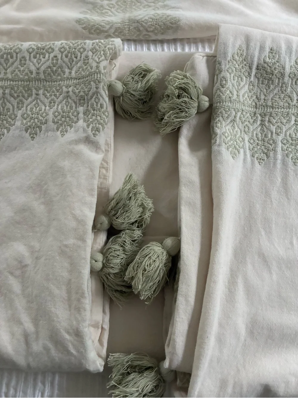 Pottery Barn Indira Jacquard Duvet Cover Twin 1 Standard Sham Sage